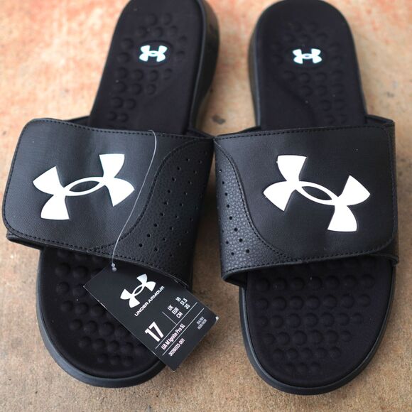 Under Armour Ignite Pro Slides Men’s 17 Black NWT Comfort Recovery Sandals - Picture 2 of 8